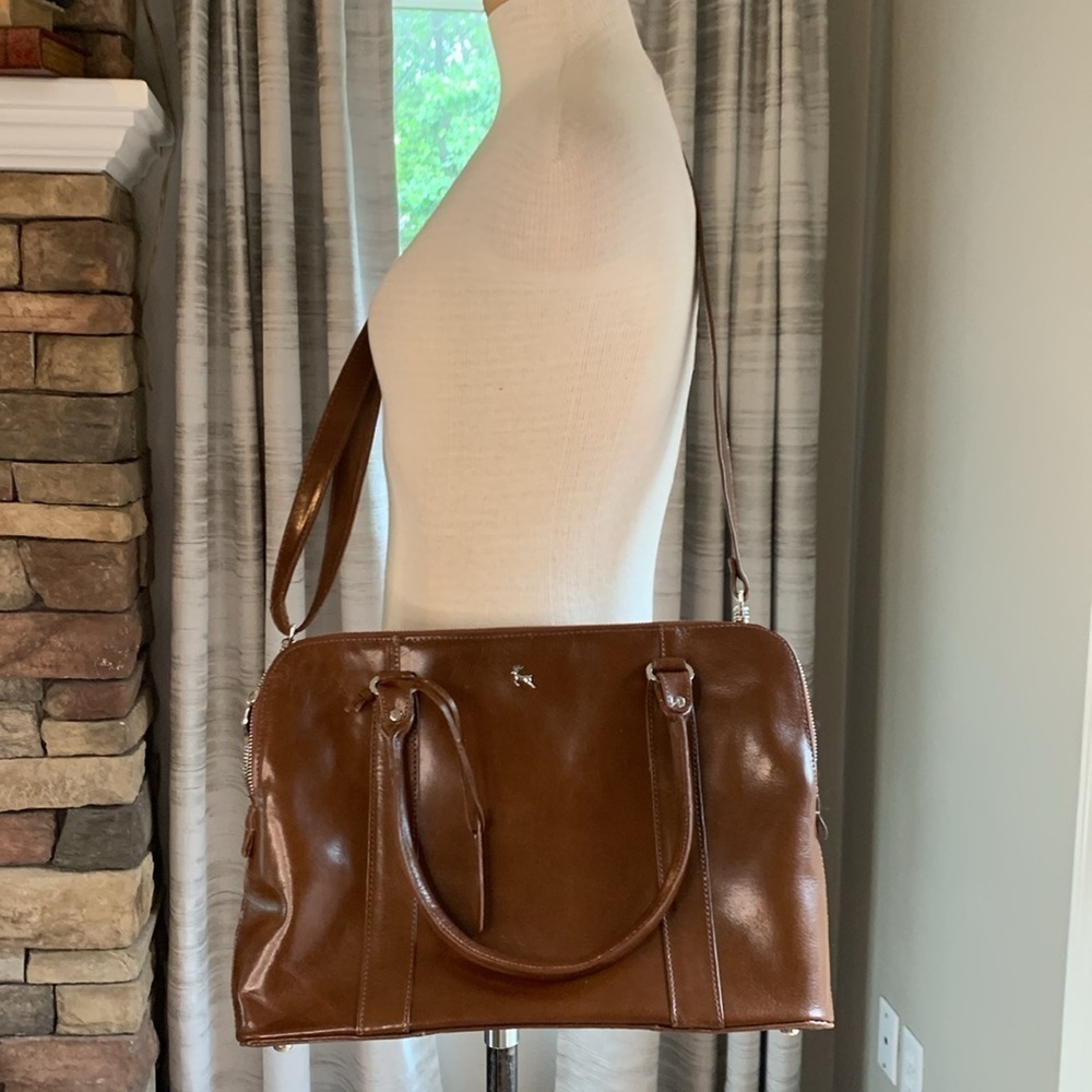 Ashwood genuine brown leather work satchel/tote with adjustable removable strap - Picture 2 of 16